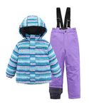 M2C Girls&Boys 2-Piece Snowsuit Thicken Patterned Ski Jackets and Pants Blue Lilac 4-5