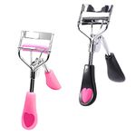 2 Pcs Eyelash Comb Curlers with Built-in Comb Lash Curlers Stainless Steel Eye Lashes Curlers for Eyelash Girls(Random Color)