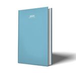 Primes DIY 2025 Business Office Diary and Personal Use, White Paper Casebound Diaries, Sewn Book Block HardBack (Sky Blue, A4 - Page a Day)(Half Page Weekends)