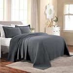 SUPERIOR 100% Cotton Medallion Bedspread with Shams, All-Season Premium Cotton Matelassé Jacquard Bedding, Quilted-look Floral Medallion Pattern - King, Grey