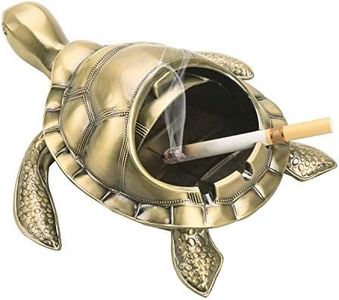 LAUYOO Vintage Turtle Windproof Ashtray with Lid Portable Cigarette Odor Ashtray Holder for Outdoor Indoor Smokers Metal Desktop Smoking Tobacco Ash Tray for Home Office Decoration (Bronze)