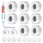 M METERXITY 8 Pack Roller Skate Wheels - Quad Skates Wheels with Bearing Installed & 2 Toe Stoppers Apply to Outdoor Double Row Skating (58x32mm, 82A, White)