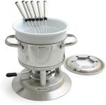 Swissmar F66417 Arosa Fondue Set 11-Piece, Multi-Purpose Fondue Set for Meat Broth, Cheese and Chocolate with Ceramic Insert,1.5L, Includes 6 Forks, Gift Boxed