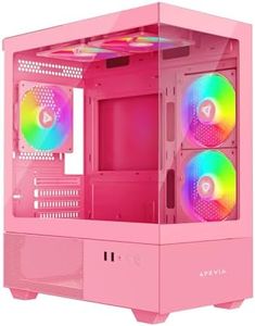 Apevia Phantom-PK Phantom Micro-ATX Dual-Chamber Gaming PC Case w/ 5X 120mm ARGB Fans, 366 RGB Modes, Dual Tempered Glass Panels, 240mm Radiator Support, 2X USB3.0, HD Audio Port, Pink
