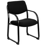 Flash Furniture BT-508-BK-GG Black Fabric Executive Side Chair with Sled Base