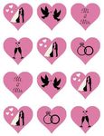 PRE-CUT WEDDING HEARTS EDIBLE RICE/WAFER PAPER CUP CAKE TOPPERS PARTY DECORATION