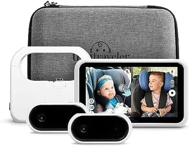 Tiny Traveler Baby Monitor Portable Baby Car Camera with Add-On Camera & Travel Kit with Power Bank, Wireless Baby Car Camera with Sound, Night Vision HD 720p 5" Touchscreen LCD Monitor - White