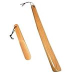 Shoe Horns,Wooden Shoe Horn Beech Shoe Horn Long Handle Shoe Horns with Leather Strap Comfortable Shoe Horns with Long Handle Slim Shape for Men Women(Strong Wood)