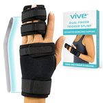 Vive Dual Trigger Finger Splint - Hand Support -Immobilizer For Middle, Pinky, Metacarpal And Ring Fingers - Straightening Braces For Contractures And Broken Fingers And Arthritis - For Men And Women