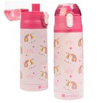 Bentology Stainless Steel 13 oz Unicorn Insulated Water Bottle for Girls – Easy to Use for Kids - Reusable Spill Proof BPA-Free Water Bottle