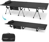 Gonex Camping Cot, Portable Ultralight Folding Camping Cot Supports 350lbs 74.8"x27.5"x15.7"/5.9" Height Adjustable with Cot Leg Extenders, Cot for Camping, Travel,Beach, Home (Black,1PCS)