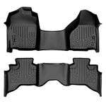 MAXLINER Floor Mats 2 Row Liner Set Black for 2012-2018 RAM 1500 Quad Cab with 1st Row Bench Seat and Front Dual Floor Hooks