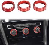 Auovo Air Conditioning Knob Trims Compatible with Jetta Atlas Taos Tiguan Golf R Passat Aluminum Alloy AC Climate Control Knob Rings Radio Volume Button Knob Covers Car Interior Accessories (Red)