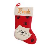 Always Looking Good Personalised Christmas Stocking For Pets Cats Embroidered Personalised with any Pets Name Xmas Stocking for Cats with Cats Head & Pawprint Design