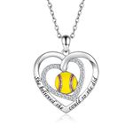 925 Sterling Silver Softball Volleyball Basketball Baseball Necklace Pendant Softball Mom Jewelry Gifts for Women Teen Girls Lover Players