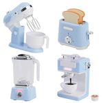 Kitchen Toy Appliances Playset,Kitchen Pretend Play Toy Play Kitchen Set with Coffee Maker/Toy Mixer/Play Toaster/Juicer Machine Toddler Play Kitchen Accessories Set for Boys Girls (Blue)