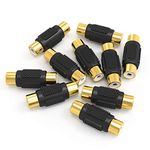 Electop 10 Pack RCA Female to Female Coupler Audio Video Gold Adapter