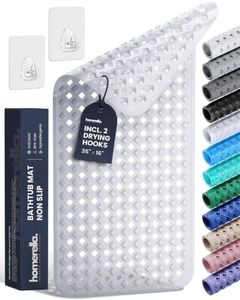 Bathtub Mat Non Slip 35x16 - homerella® Bath Mat Incl. Hooks for Drying, Extra Long, 100% BPA Free, Shower Mat Non Slip Anti Mold, Machine Washable, Shower Mats for Inside Shower Mildew Resistant