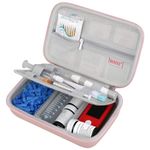 BOVKE Diabetic Supplies Travel Case, Storage Bag for Diabetes Testing Kit, Glucose Meter, Insulin Pens, Test Strips, Lancets, Syringe, Needles and Other Diabetic Supplies Carrying Case, Rose Gold