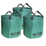 3 * 500L Garden Waste Bags (H100 cm, D80 cm),Refuse Bags Garden Rubbish Bag Reusable Garden Waste Sacks,Grass Cutting Bags Leaf Bags Gardening Bags Sacks with Handles