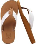 KuaiLu Men's Yoga Mat Flip Flops Thong Sandals with Arch Support Khaki White Size 14