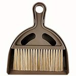 Small Broom and Dustpan Set Mini Dustpan and Brush Set Hand Broom Cute Little Whisk Dust Pan and Brush Set for Camping,Keyboard,Table,Desk,Window Gaps,Small Messes, Kids,Cat,Dog （Brown）