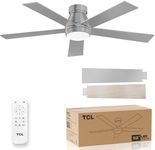 TCL 52" Silver Ceiling Fan with Light and Remote, Modern LED 3-Color, Quiet Motor for Bedroom, Living Room, Dining Room, Ceiling Fans with Lights (Silver)