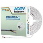 KEI CCTV Camera Cable 4+1,RG59, 99.97% Pure Copper Conductor, Jelly Filled All-in-One Power Cable with PVC Jacket, Durable Video Signal, Suitable for Residential,Commercial (White,90 Meter)