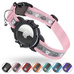 Reflective AirTag Cat Collar, Integrated Cat Tracker Collar with Air Tag Holder and Bell, Safety Elastic Band Cat GPS Collars for Girl Boy Cats, Kittens and Puppies (Pink, XS)