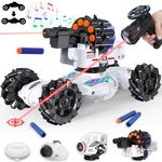 VWAHNANA 4 Head RC Tank Shoot Nerf Bullets, Bubble, Spray, Nerf Tank Remote Control Cars for Kids, Stunt RC Cars Toy Chase Light Control with Music,Light, Radio Control Toys Cars for 6+ Boys Gifts