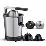 AGARO Regency Electric Citrus Juicer 350W, 650 ml, Pulp Regulator, AC Copper Motor, 2 Cones For All Citrus fruits, 2 filters, Anti Drip, Stainless Steel Body, Silver & Black