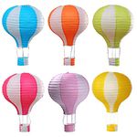 Famgee Hanging Hot Air Balloon Paper Lanterns Set Party Decoration Birthday Wedding Christmas Party Decor Gift Stripe Set Pack of 6 Pieces 30 cm (12")