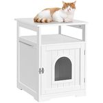 Yaheetech Cat Litter Box Enclosure, Wooden Cat House with Open Storage Shlef, Indoor Cat Litter Cabinet Structure Furniture for Bathroom, Hidden Cat Washroom, 52x49x64.5 cm (LxWxH)