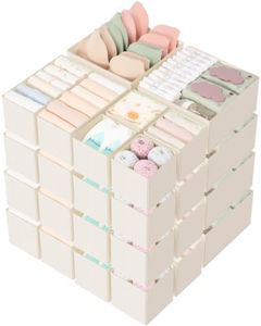 Criusia Drawer Organizer 26-Piece Set, Dresser Organizer for Baby Clothes, Foldable Closet Storage&Drawer Dividers for Underwear, Socks, Nursery (Beige)