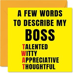 Rude Birthday Cards for Boss - Few Words Describe Tw*t - Joke Happy Birthday Card for Manager from Work Colleague, Boss Banter Birthday Gifts, 145mm x 145mm Offensive Greeting Cards for Manager