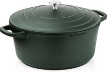 Westinghouse Performance Series 24 cm Green Casserole Dish with Lid – Lightweight Cast Aluminium Pot | Hob to Oven, Induction & All Stovetops | Oven Safe with Handle Covers | Versatile Cooking Essential