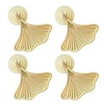 4 Pcs Decorative Golden Leaf Shape Knob Door Handle Cabinet Drawer Cupboard Pull Dresser Single Hole Knobs Handles for Kitchen Furniture Cabinet Wardrobe Cupboard