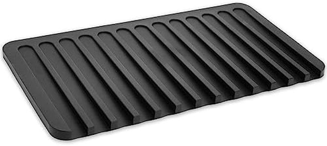 Talented Kitchen Self-Draining Silicone Dish Drying Mat for Counter (Black, 15x8 in)