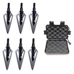 SHARROW 6pcs Archery Broadheads Arrowhead 100 Grain Hunting Arrow Tip Points with Broadheads Box for Carbon Arrows Crossbow Bolts (Type 1)