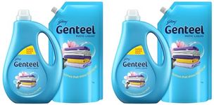 Genteel Matic Liquid Detergent 1kg bottle + 1kg Refill Pouch | For Top load Washing | No Soda Formula | with Added Fabric Conditioner (Pack of 2)