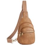 BOSTANTEN Sling Bag Crossbody Bag For Women Leather Sling Bag Women Crossbody Purse Travel Chest Bag Camel Brown