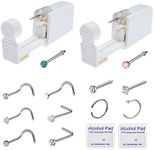 Nose Piercing Gun Kit - 2 Pack Nose Piercing Kit Safety Disposable Nose Percinging Kit with 10 Pcs Nose Rings Stud Self Piercings Kits Nose Piercing (Pink)