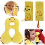 Baby Travel Pillow,Kids Baby Toddler Neck Pillow Head Support Neck Rest for Car Seat Travel Airplane with Safety Seat Belt Protection Cover Shoulder Fit for Baby 6-24 Months