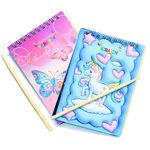 Brijshi Magical Scratch Book for Kids Rainbow Color Art Notepad with Wooden Pencil Multiple Design Drawing Scratch Note Book Set DIY & Painting Activity Doodle Craft Kit Educational Toy Gifts (Small)