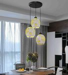 Avior Decorative Hanging Light for Living Room, Pendant Light for Home Decoration, Ceiling Chandelier (Handcrafted Glass, 3 Lights Linear Cluster) (Multy)