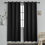 YGO 100 Percent Blackout Curtains for Bedroom Living Room Thermal Insulated Innovated Microfiber Blackout Window Panels Drapes Grommet Top 52x84 Inch Black 2 Panels