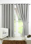 Feathers & Linens Soft Readymade Thermal Insulated Blackout Curtains with Matching Tie backs ideal for Bedroom curtains or Livingroom. (Silver, 46x72)