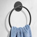 Matte Black Bathroom Towel Ring - SUS304 Stainless Steel Bathroom Towel Rack, Susswiff Adhesive Wall Mounted Hand Towels Holder, Towel Hanger for Bathroom Organizer, Kitchen Storage