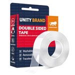 Unity Brand 3 Meter Multipurpose Double Sided Tape Heavy Duty - Adhesive Silicone Tape, Heat Resistant, Multi-Functional, Removable, Washable, Reusable Anti-Slip Gel Nano Grip Tape (1 PACK)