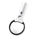 Magnifying Glass with Light,3X & 45X High Magnification,Magnifier Glass with 3 LED & 1 UV Light for Reading,Macular Degeneration,Jewelry,Coins,Inspection
